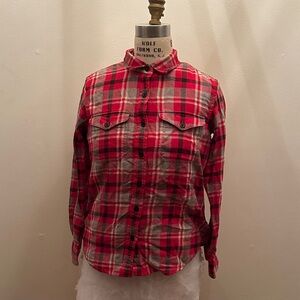 Filson Red and Gray Plaid Button-Up Shirt
